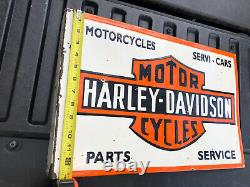 Harley Davidson Dealership Double Sided Flange Porcelain Sign