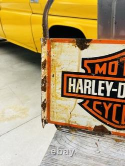 Harley Davidson Double Sided Porcelain Advertising Sign Flange 17 Inches