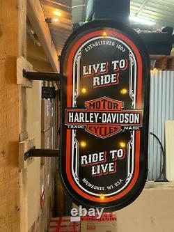 Harley Davidson Motorcycles Light Up Wall Mounted Double Sided Sign