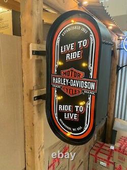 Harley Davidson Motorcycles Light Up Wall Mounted Double Sided Sign