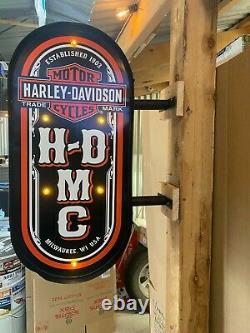 Harley Davidson Motorcycles Light Up Wall Mounted Double Sided Sign