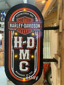 Harley Davidson Motorcycles Light Up Wall Mounted Double Sided Sign