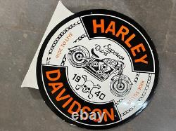 Harley Davidson Porcelain Enamel Sign 18x20.5 Inches Double Sided With Flange