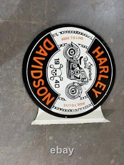 Harley Davidson Porcelain Enamel Sign 18x20.5 Inches Double Sided With Flange