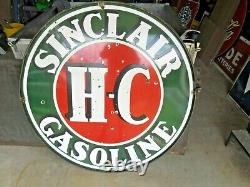 Hc Sinclair 4ft Double Sided Porcelain Sign 48 With Ring Hard To Find Size