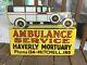 Heavy Porcelain Flange Sign. 24 X 18 Die Cut Double Sided Ambulance Sign