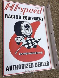 Hi-Speed Racing Equipment Double Side Flange Porcelain Sign 18 x 12