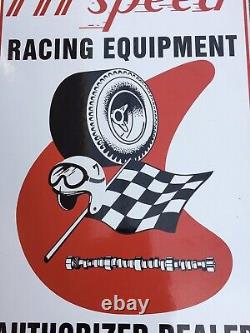 Hi-Speed Racing Equipment Double Side Flange Porcelain Sign 18 x 12