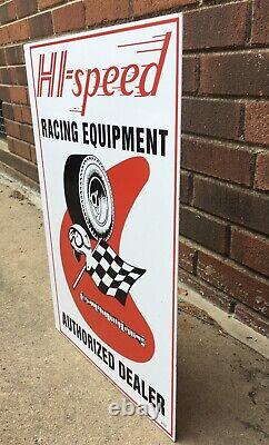 Hi-Speed Racing Equipment Double Side Flange Porcelain Sign 18 x 12