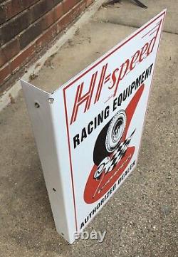 Hi-Speed Racing Equipment Double Side Flange Porcelain Sign 18 x 12