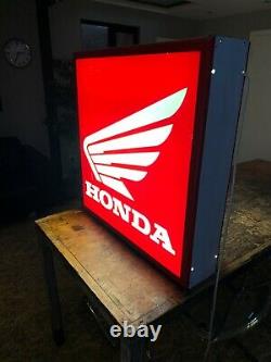 Honda Vintage Dealer Sign Illuminated Double Sided Lightbox, Garage / Mancave
