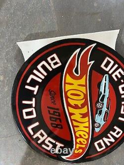 Hot Wheels Porcelain Enamel Sign 18x20.5 Inches Double Sided With Flange