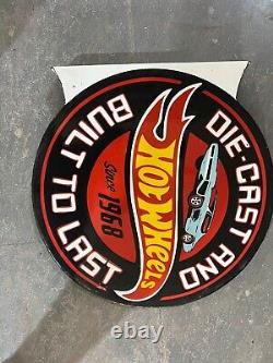 Hot Wheels Porcelain Enamel Sign 18x20.5 Inches Double Sided With Flange
