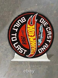 Hot Wheels Porcelain Enamel Sign 18x20.5 Inches Double Sided With Flange
