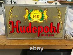 Hudepohl Beer Premier Double Sided Light Up Sign 50's Burgandy and Gold