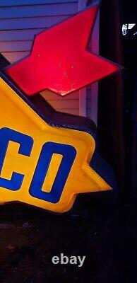 Huge 11 Foot Vintage Sunoco Illuminated Pole Sign, Double Sided, Gas Station