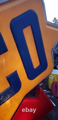 Huge 11 Foot Vintage Sunoco Illuminated Pole Sign, Double Sided, Gas Station