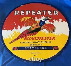 Huge 30 Inch Double Sided Vintage Style 1961 Winchester Repeater Smokeless