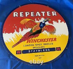 Huge 30 Inch Double Sided Vintage Style 1961 Winchester Repeater Smokeless