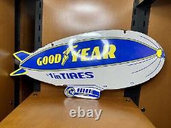 Huge RARE double sided porcelain vintage Goodyear #1 in tires zeppelin sign