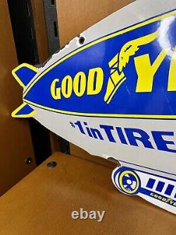 Huge RARE double sided porcelain vintage Goodyear #1 in tires zeppelin sign