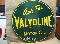 Huge Vintage 1952 Double Sided Valvoline Motor Oil Sign Antique Old Gas 9337