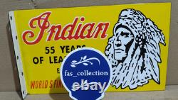 Indian Motorcycle Porcelain Enamel Sign 18 x 10 Inches 2 Sided