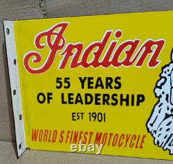 Indian Motorcycle Porcelain Enamel Sign 18 x 10 Inches 2 Sided