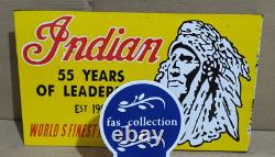 Indian Motorcycle Porcelain Enamel Sign 18 x 10 Inches 2 Sided