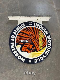 Indian Porcelain Enamel Sign 18x20.5 Inches Double Sided With Flange