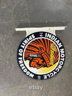 Indian Porcelain Enamel Sign 18x20.5 Inches Double Sided With Flange