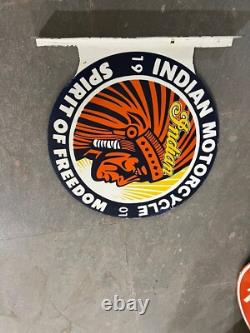 Indian Porcelain Enamel Sign 18x20.5 Inches Double Sided With Flange