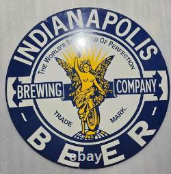 Indiana Polis Beer Porcelain Enamel Sign 30'' Inches Double Sided