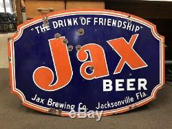 JAX BEER DOUBLE SIDED PORCELAIN SIGN! Vary Rare