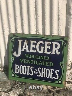 Jaeger Enamel sign clothes boots shoes wool 1930s double sided