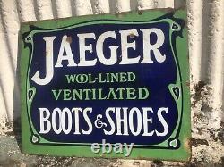 Jaeger Enamel sign clothes boots shoes wool 1930s double sided