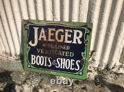 Jaeger Enamel sign clothes boots shoes wool 1930s double sided