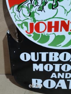Johnson Outboard Motors Porcelain Enamel Sign 27.5 x 20 Inches 2 Sides