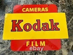 KODAK Cameras & FILM Vintage DOUBLE SIDED Porcelian Store Display Hanging Sign