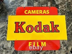 KODAK Cameras & FILM Vintage DOUBLE SIDED Porcelian Store Display Hanging Sign