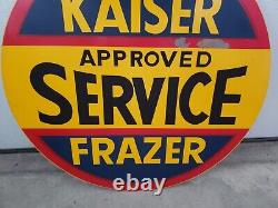 Kaiser Frazer Approved service double sided 22 inches metal sign. L@@K RARE