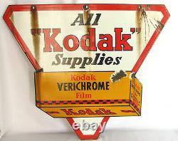 Kodak Verichrome Vintage Film Advertising Metal Porcelain Sign, Double Sided