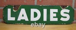 LADIES Old Double Sided Porcelain Gas Station Advertising Sign Texaco Sinclair