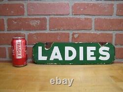 LADIES Old Double Sided Porcelain Gas Station Advertising Sign Texaco Sinclair