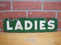 LADIES Old Double Sided Porcelain Gas Station Advertising Sign Texaco Sinclair