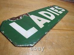 LADIES Old Double Sided Porcelain Gas Station Advertising Sign Texaco Sinclair