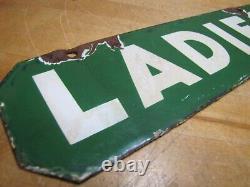 LADIES Old Double Sided Porcelain Gas Station Advertising Sign Texaco Sinclair