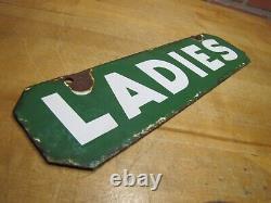 LADIES Old Double Sided Porcelain Gas Station Advertising Sign Texaco Sinclair