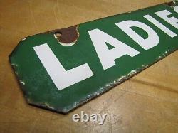 LADIES Old Double Sided Porcelain Gas Station Advertising Sign Texaco Sinclair