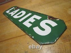 LADIES Old Double Sided Porcelain Gas Station Advertising Sign Texaco Sinclair